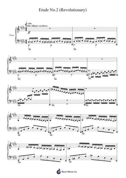 Etude No.2 (Revolutionary) Sheet Music by m-11166492-Arr.Boothmore Petwald