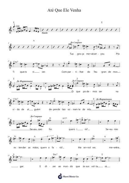 Até Que Ele Venha 樂譜由 ALEXANDRE MAGNANI/ Missões Mundiais - 編曲 Bysey Truwood