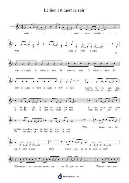 Le lion est mort ce soir Sheet Music by Henri Salvador-Arr.Hobbaird Birdsibyl