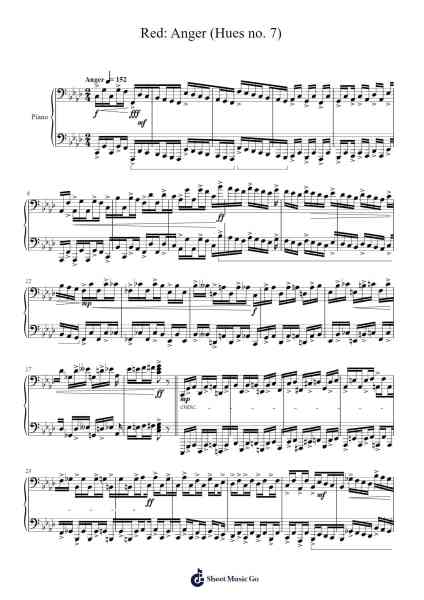 Hues no. 7 "Red: Anger" Sheet Music by Andrew Bowling-Arr.Sonsaul Corfort