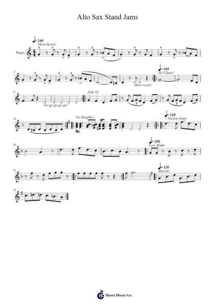 Alto Sax Stand Jams Sheet Music by Joey Hill-Arr.Juddton Mucott