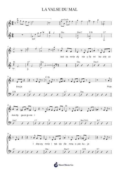 LA VALSE DU MAL Sheet Music by Unknown author-Arr.Jorrell