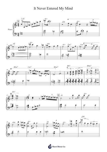 It Never Entered My Mind Sheet Music by Rodgers & Hart-Arr.Humlop