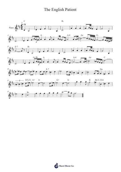 The English Patient Sheet Music by Gabriel Yared-Arr.Keykins Micklass