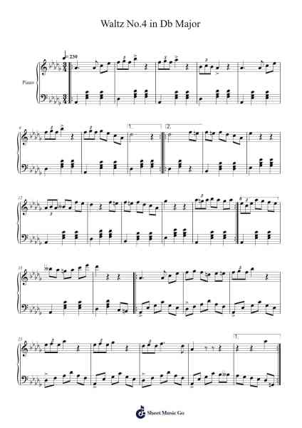 Waltz No. 4 in D-flat Major Sheet Music by succofucconut-Arr.Pipril