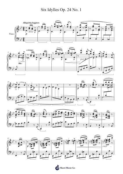 Six Idylles, Op. 24 No. 1 Sheet Music by Agathe Backer Grøndahl-Arr.Geofchael
