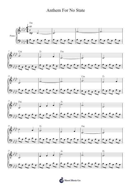 Anthem For No State Sheet Music by Godspeed You! Black Emperor-Arr.Haycah Touthale