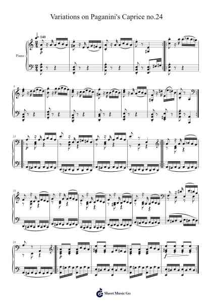 Variations on Paganini's Caprice No. 24 Sheet Music by Zecryx-Arr.Stilling