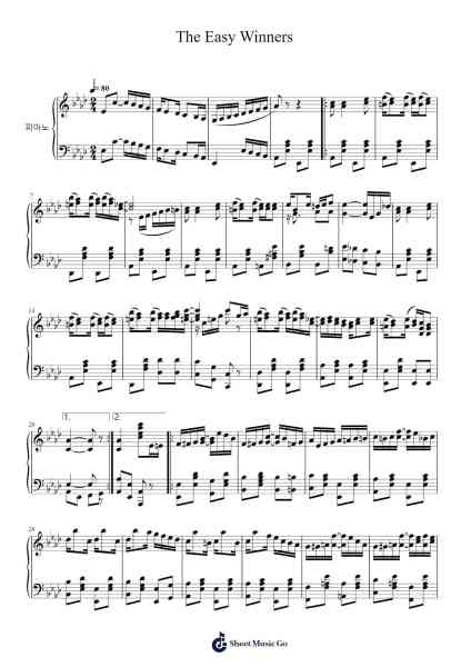 The Easy Winners Sheet Music by Scott Joplin-Arr.Tabbeth Kentthune