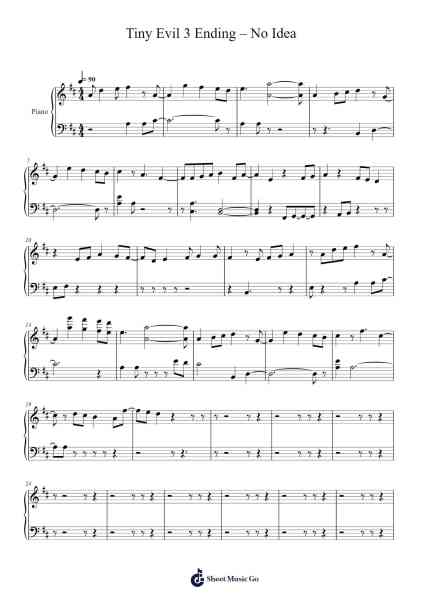 Tiny Evil 3 Ending Sheet Music by No idea-Arr.Francesphrey Faholmes