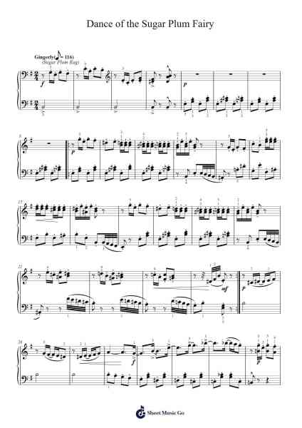 Dance of the Sugar Plum Fairy from The Nutcracker, Op. 71 Sheet Music by Pyotr Ilyich Tchaikovsky-Arr.Junerald