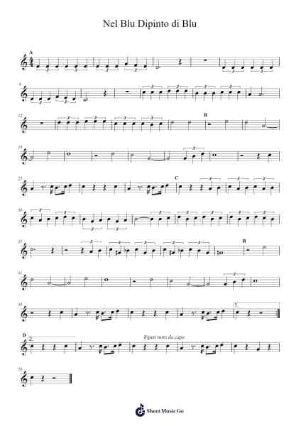 Nel Blu Dipinto di Blu Sheet Music by Domenico Modugno-Arr.Efbooth Borgfe