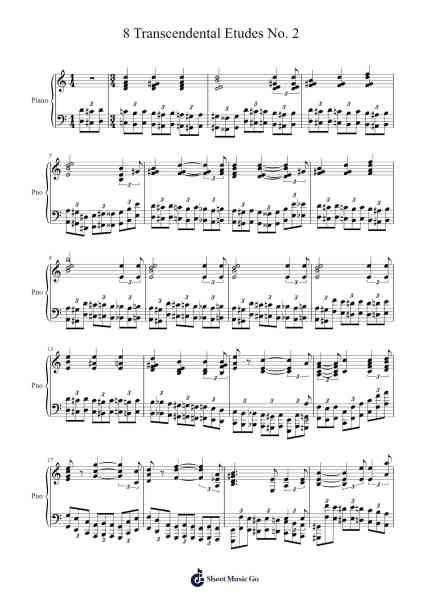 8 Transcendental Etudes No. 2 Sheet Music by Nicolás Ruiz Espadero-Arr.Haleale Quildy