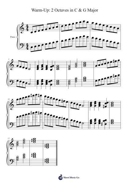 Warm-Up: 2 Octaves in C & G Major Sheet Music by young_mtbc-Arr.Mila