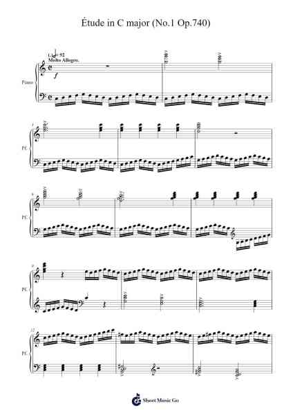Étude in C Major, Op. 740, No. 1 Sheet Music by Carl Czerny-Arr.Vioo'neil