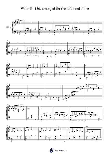 Waltz in A Minor, B. 150, arranged for the left hand alone Sheet Music by Frédéric Chopin-Arr.Lynsmith Yetburne