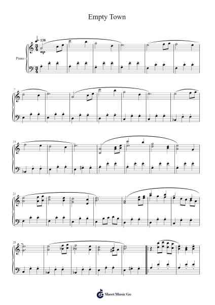 Empty Town (DELTARUNE Chapter 1 Piano Score) Sheet Music by Toby Fox-Arr.Trund Milsoll
