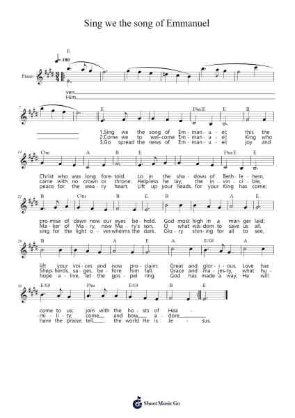 Sing we the song of Emmanuel Sheet Music by Keith Getty/Matt Boswell/Matt Papa/Stuart Townend/Kristyn Getty-Arr.Tesslass