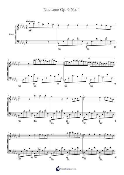 Nocturne in B-flat Minor, Op. 9, No. 1 樂譜由 Frédéric Chopin - 編曲 Shirnett