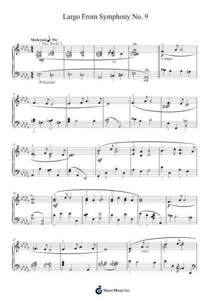 Symphony No. 9 in E Minor, "From the New World," Op. 95: II. Largo Sheet Music by Antonín Dvořák-Arr.Bairddict Sasback
