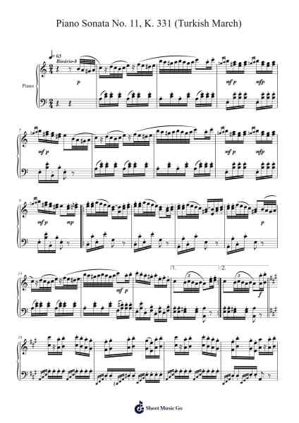 Piano Sonata No. 11 in A Major, K. 331: III. Rondo Alla Turca Sheet Music by Wolfgang Amadeus Mozart-Arr.Drywalsh Louisoon