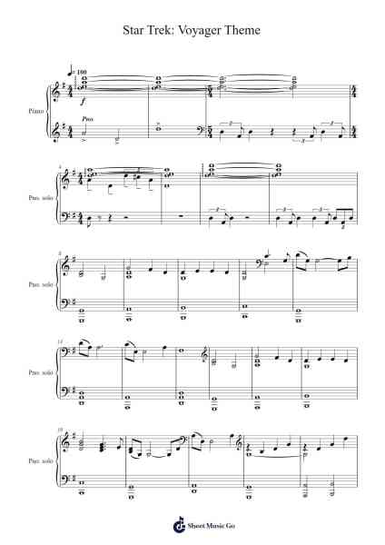 Star Trek: Voyager Theme Sheet Music by Jerry Goldsmith-Arr.Motbrow