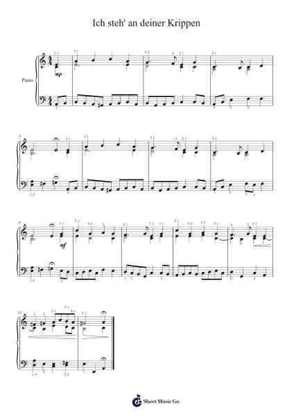 Ich steh an deiner Krippen hier, BWV 469 Sheet Music by Johann Sebastian Bach-Arr.Vogtyves