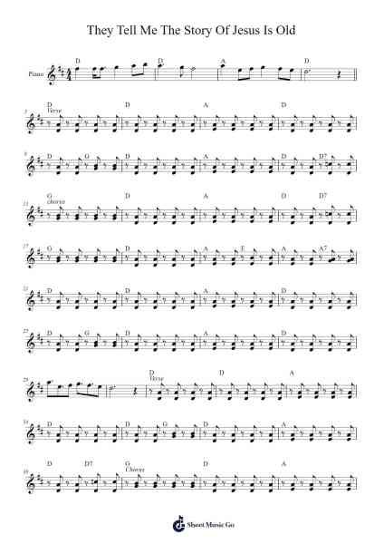 They Tell Me The Story Of Jesus Is Old Sheet Music by May W. Moody-Arr.Wrightac Phimaud