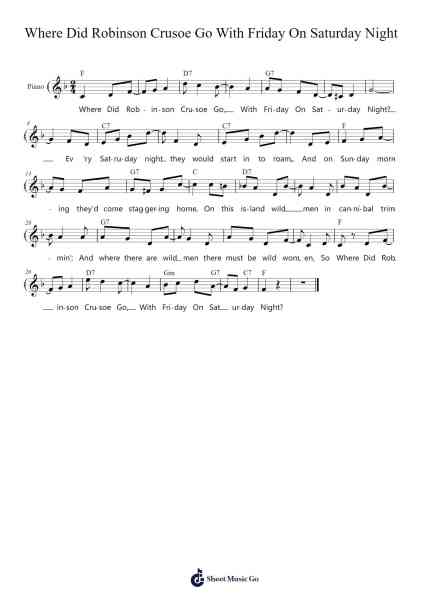 Where Did Robinson Crusoe Go With Friday On Saturday Night? Sheet Music by George W. Meyer-Arr.Boycehe