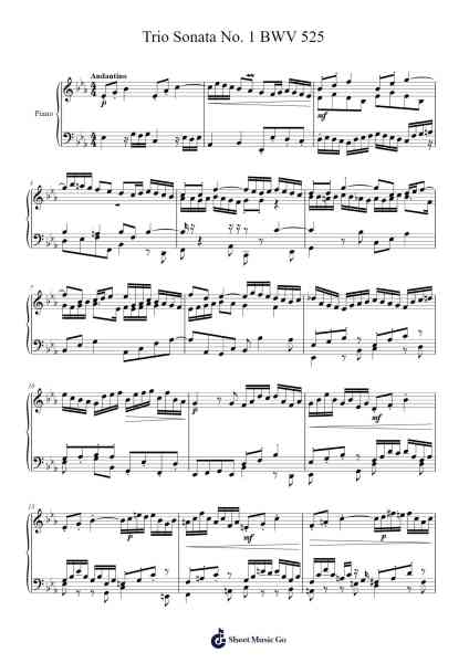 Trio Sonata No. 1 BWV 525 Sheet Music by Johann Sebastian Bach-Arr.Woodthorne Rylee