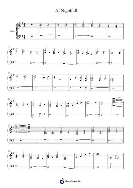 At Nightfall Sheet Music by -Arr.Ranphia Boydle