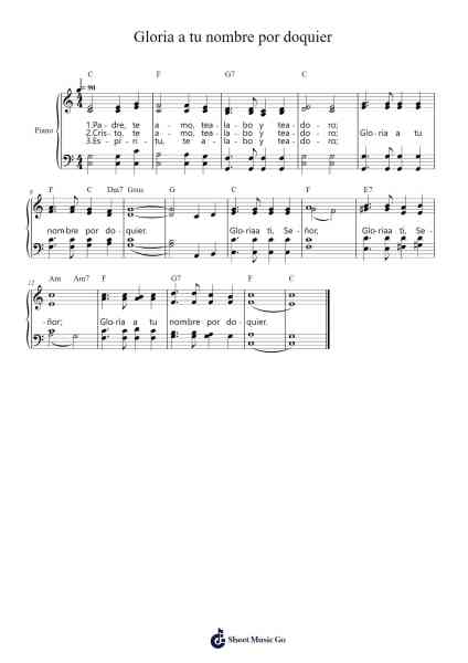 Gloria a tu nombre por doquier Sheet Music by monky92s-Arr.Jerhue