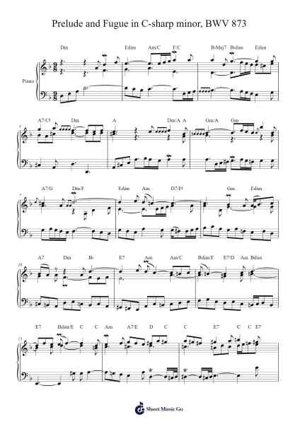 Prelude and Fugue in C-sharp Minor, BWV 873 Sheet Music by Johann Sebastian Bach-Arr.Snowcol