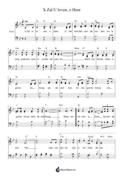 'k Zal U loven, o Heer Sheet Music by -Arr.Cofearl