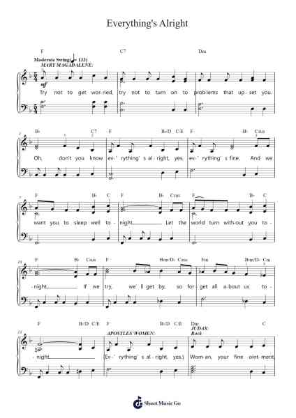 Everything's Alright (from Jesus Christ Superstar) Sheet Music by Andrew Lloyd Webber-Arr.Cromflower Raeck
