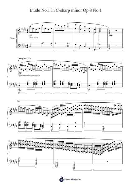 Etude No.1 in C-sharp minor Op.8 No.1 Sheet Music by Umatt-Arr.Markxy