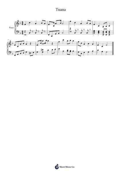 Tuana Sheet Music by -Arr.Brongus Chadkiel