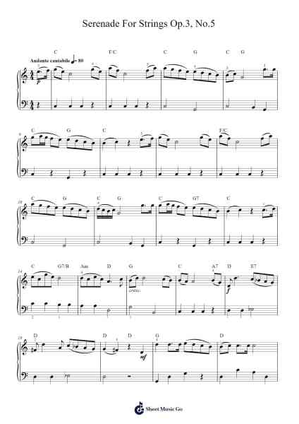Serenade for Strings in G Major, Op. 3, No. 5 Sheet Music by Joseph Haydn-Arr.Gwenter Stedi