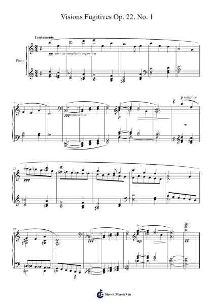 Visions Fugitives, Op. 22, No. 1 Sheet Music by Sergei Prokofiev-Arr.Lytnoah