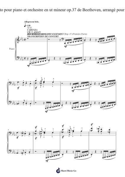 Piano Concerto No. 3 in C Minor, Op. 37: I. Allegro con brio Sheet Music by Charles-Valentin Alkan-Arr.Boycegold