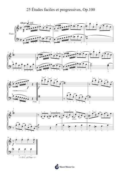25 Études faciles et progressives, Op.100 Sheet Music by Friedrich Burgmüller-Arr.Louiste