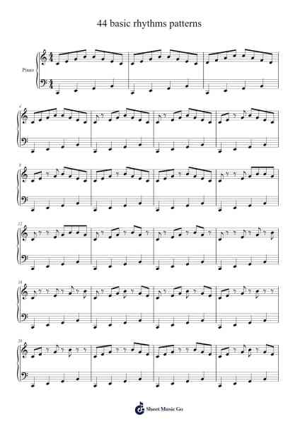 44 basic rhythms patterns Sheet Music by -Arr.Daijohn Brookebraith