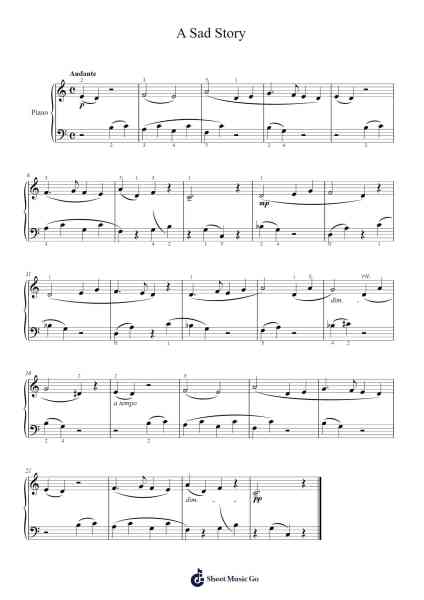 A Sad Story Sheet Music by Thomas Frederick Dunhill-Arr.Bowsibyl Twainses