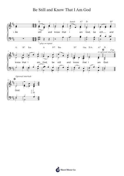 Be Still and Know That I Am God Sheet Music by Stephen Dean-Arr.Betbur