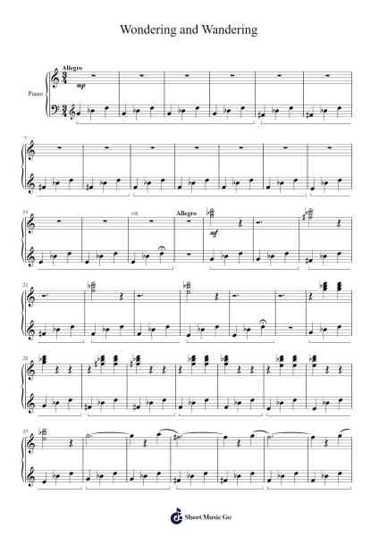 Wondering and Wandering Sheet Music by Blithego Suren-Arr.Ciscer Georyale