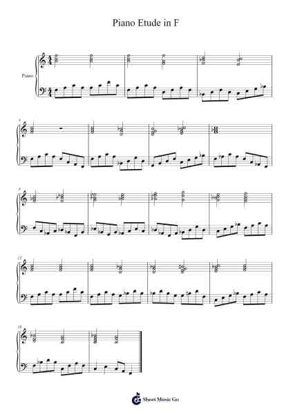 Piano Etude in F Sheet Music by Zachary Jamison-Arr.Oglet Kitcke