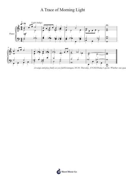 A Trace of Morning Light Sheet Music by Toursbur-Arr.Brookjoy