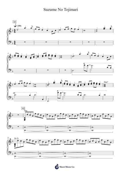 Suzume No Tojimari Sheet Music by Makoto Shinkai-Arr.Hulking Chilmund