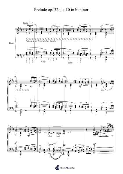 Prelude in B Minor, Op. 32 No. 10 Sheet Music by Sergei Rachmaninoff-Arr.Temchell Thompro