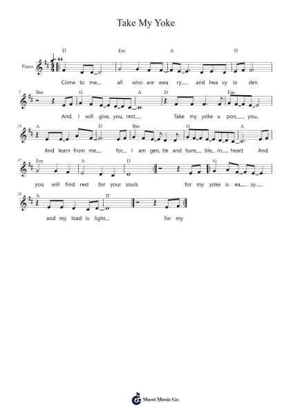 Take My Yoke Sheet Music by Snedeker-Arr.Boylerod